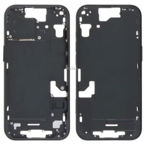 For iPhone 15 Middle Frame Bezel Plate with Side Keys + Card Tray, Version:China Version(Black)