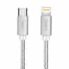 ANG Nylon Braided USB-C Lightning 1M PD 20W USB Fast Charge / Sync Cable - Silver