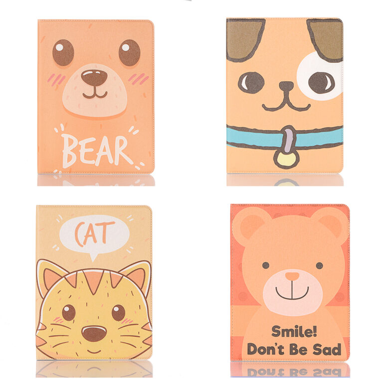 Cute Animal Pet Design Folio Wallet Case Cover With Card Slots For iPad