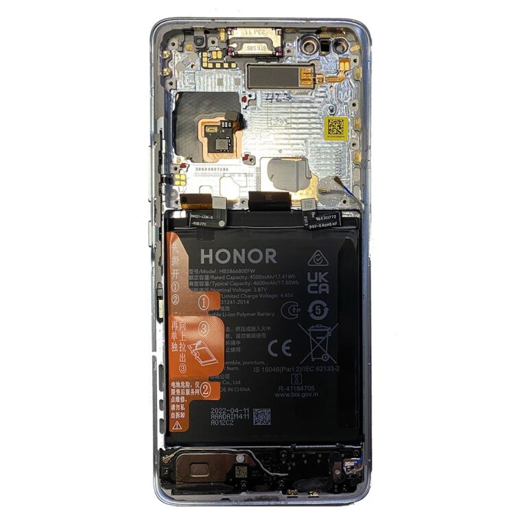 LCD Screen & Touch Digitiser With Frame & Battery For Honor Magic 4 Pro – Silver - OEM Pulled