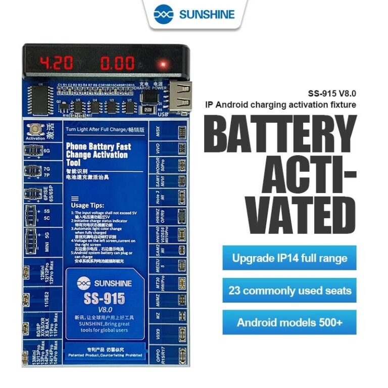 Sunshine SS-915 V8.0 Battery Tester, Charger & Activator For iPhone, Samsung, Huawei, Xiaomi