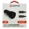 Griffin 3 Amp Car Charger With USB-C To USB-C Charge / Sync Cable