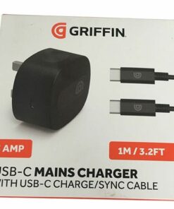 Griffin 3 Amp Mains Charger With USB-C To USB-C Charge / Sync Cable